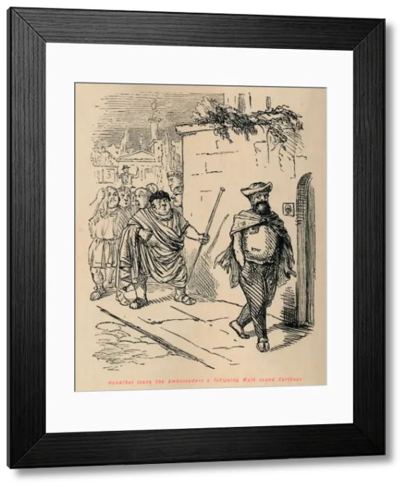Framed Print : Hannibal leads the Ambassadors a fatiguing Walk round Carthage, 1852. Artist: John Leech Framed Print : Hannibal leads the Ambassadors a fatiguing Walk round Carthage, 1852. Artist: John Leech