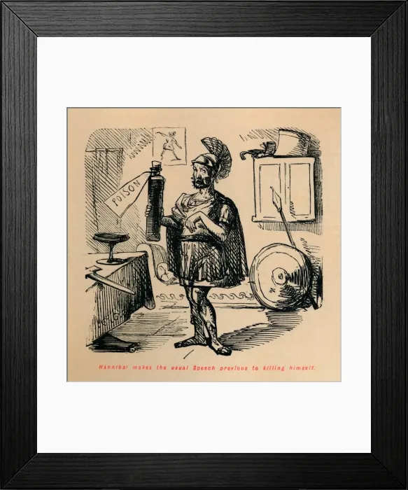 Framed Print : Hannibal makes the usual Speech previous to killing himself, 1852. Artist: John Leech Framed Print : Hannibal makes the usual Speech previous to killing himself, 1852. Artist: John Leech