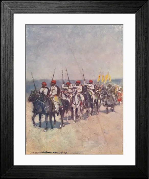 Framed Print : Spear-bearers from Cutch, 1903. Artist: Mortimer L Menpes Framed Print : Spear-bearers from Cutch, 1903. Artist: Mortimer L Menpes