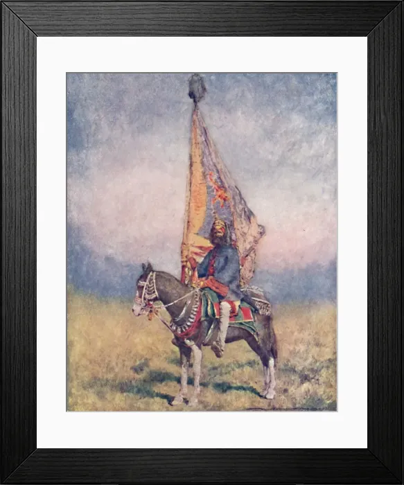 Framed Print : A Standard-bearer of Cutch, 1903. Artist: Mortimer L Menpes Framed Print : A Standard-bearer of Cutch, 1903. Artist: Mortimer L Menpes