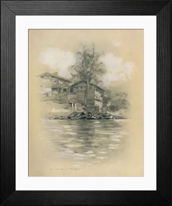 Framed Print : River Dwelling at Srinagar, 1903. Artist: Mortimer L Menpes Framed Print : River Dwelling at Srinagar, 1903. Artist: Mortimer L Menpes