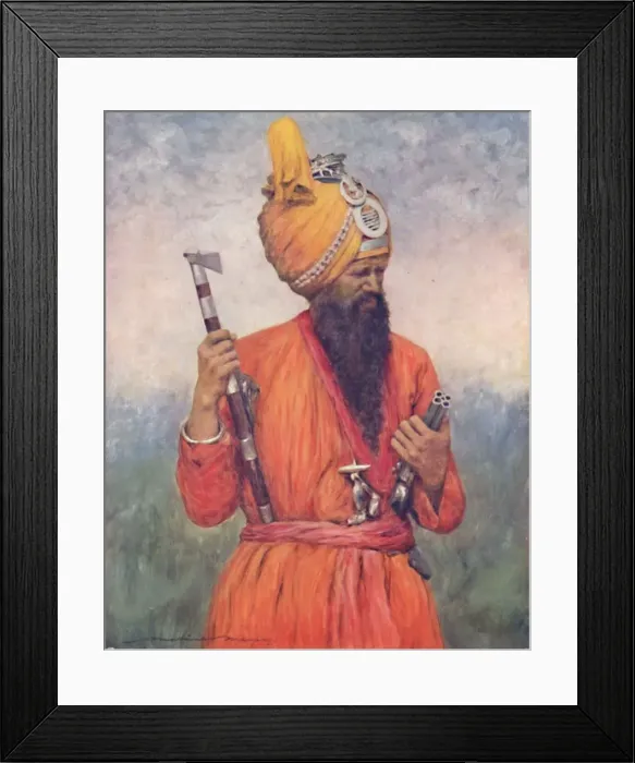 Framed Print : A Retainer from Jind, 1903. Artist: Mortimer L Menpes Framed Print : A Retainer from Jind, 1903. Artist: Mortimer L Menpes