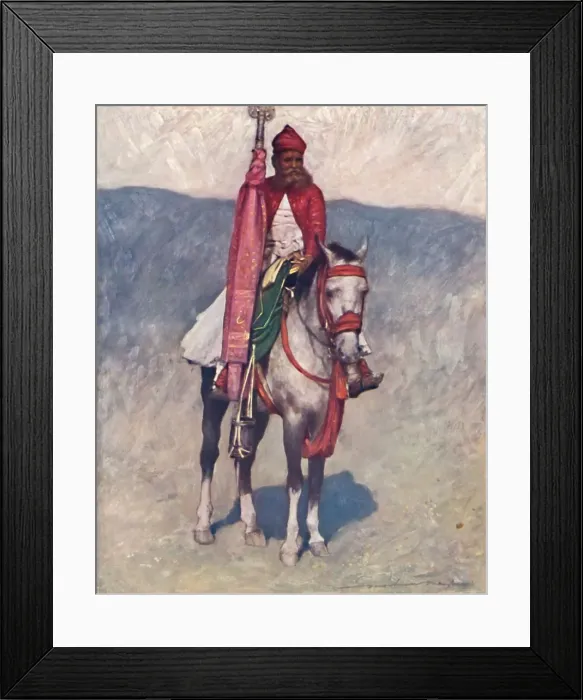 Framed Print : A Jaipur Horseman, 1903. Artist: Mortimer L Menpes Framed Print : A Jaipur Horseman, 1903. Artist: Mortimer L Menpes