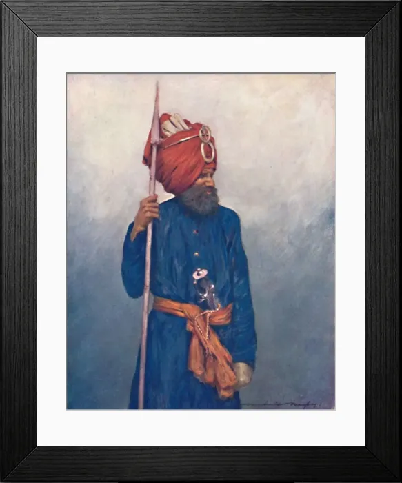 Framed Print : Spear-bearer from Jind, 1903. Artist: Mortimer L Menpes Framed Print : Spear-bearer from Jind, 1903. Artist: Mortimer L Menpes
