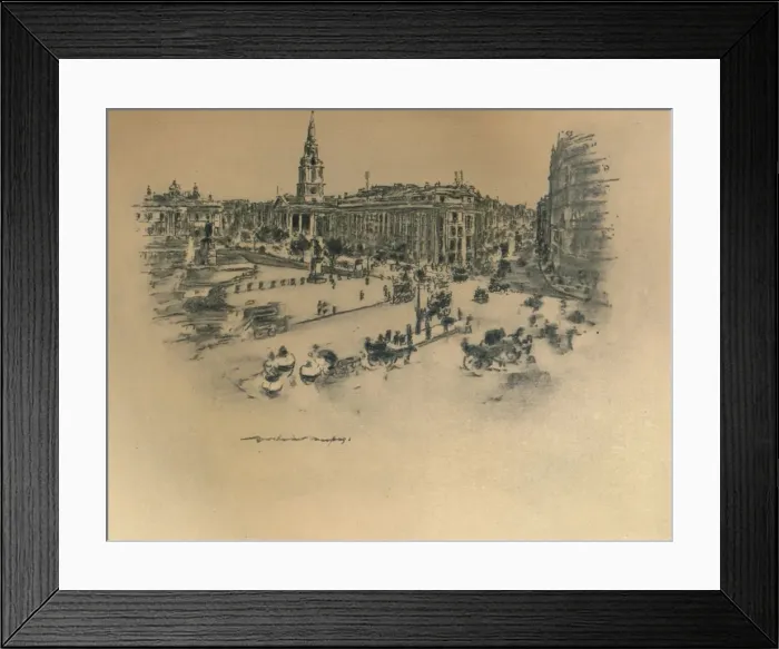 Framed Print : Trafalgar Square, 1903. Artist: Mortimer L Menpes Framed Print : Trafalgar Square, 1903. Artist: Mortimer L Menpes