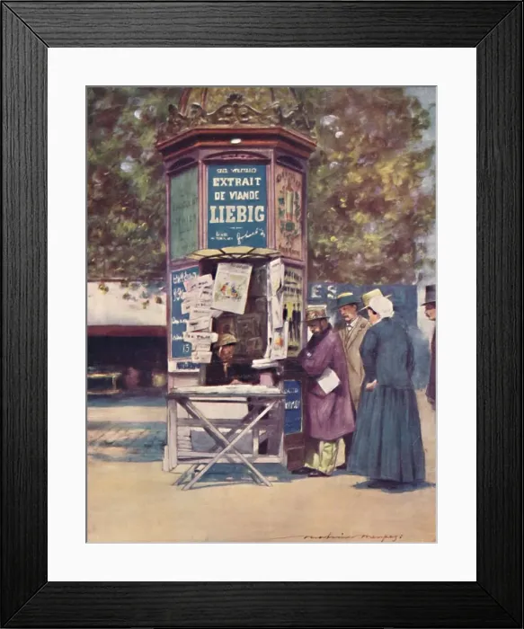 Framed Print : A Kiosque, Paris, 1903. Artist: Mortimer L Menpes Framed Print : A Kiosque, Paris, 1903. Artist: Mortimer L Menpes