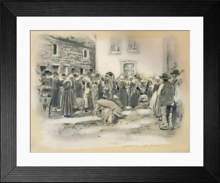 Framed Print : Pig Market, 1903. Artist: Mortimer L Menpes Framed Print : Pig Market, 1903. Artist: Mortimer L Menpes