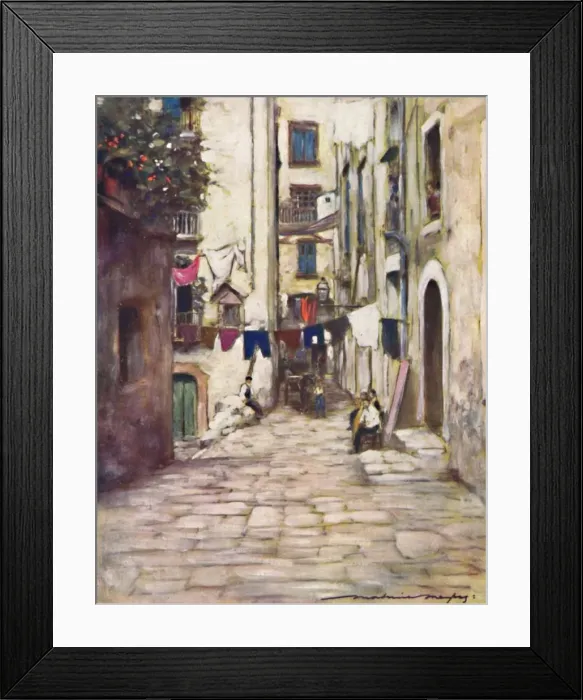 Framed Print : A Street in Naples, 1903. Artist: Mortimer L Menpes Framed Print : A Street in Naples, 1903. Artist: Mortimer L Menpes