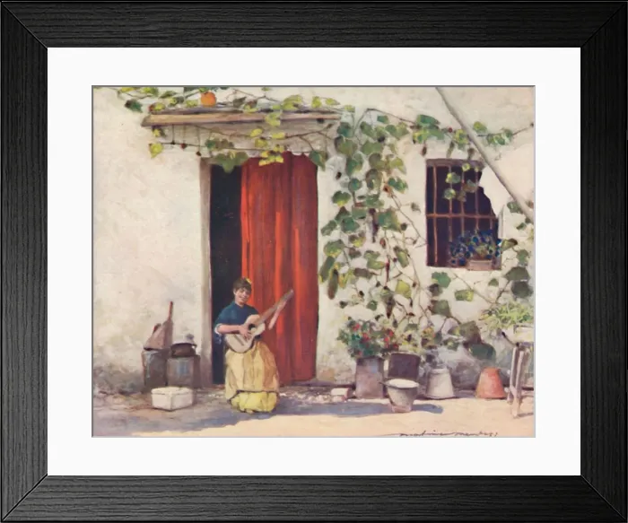 Framed Print : A Courtyard, Seville, 1903. Artist: Mortimer L Menpes Framed Print : A Courtyard, Seville, 1903. Artist: Mortimer L Menpes