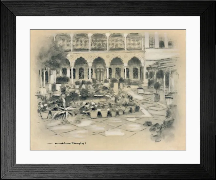 Framed Print : Courtyard in Damascus, 1903. Artist: Mortimer L Menpes Framed Print : Courtyard in Damascus, 1903. Artist: Mortimer L Menpes
