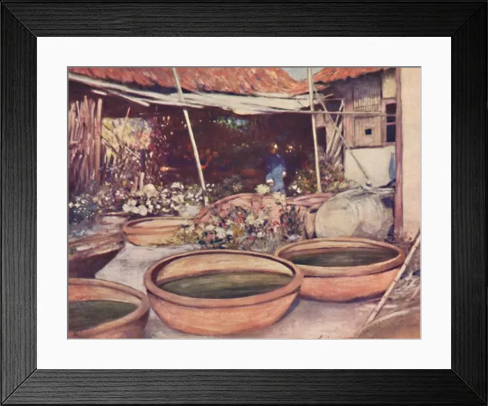 Framed Print : Nursery Garden, 1903. Artist: Mortimer L Menpes Framed Print : Nursery Garden, 1903. Artist: Mortimer L Menpes