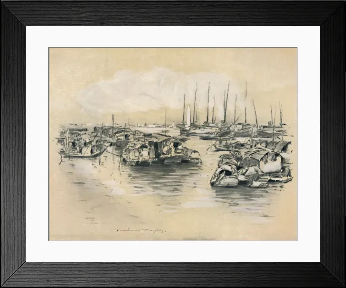 Framed Print : On the Yellow River, 1903. Artist: Mortimer L Menpes Framed Print : On the Yellow River, 1903. Artist: Mortimer L Menpes