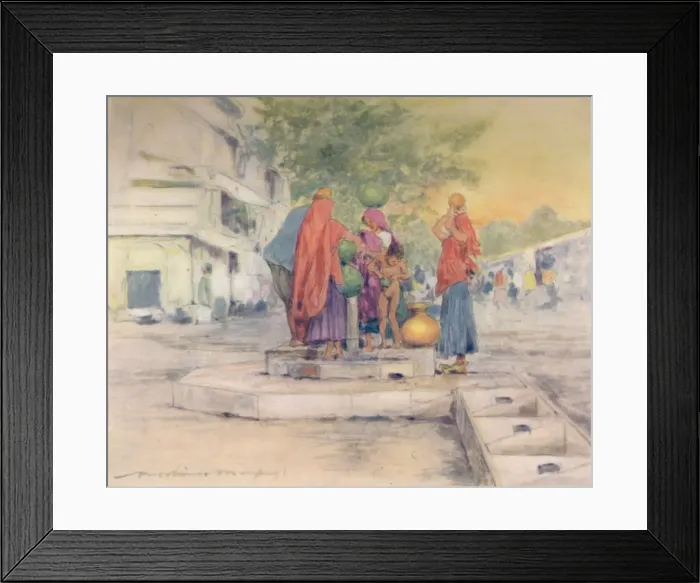 Framed Print : By the Fountain, Jeypore, 1905. Artist: Mortimer Luddington Menpes Framed Print : By the Fountain, Jeypore, 1905. Artist: Mortimer Luddington Menpes