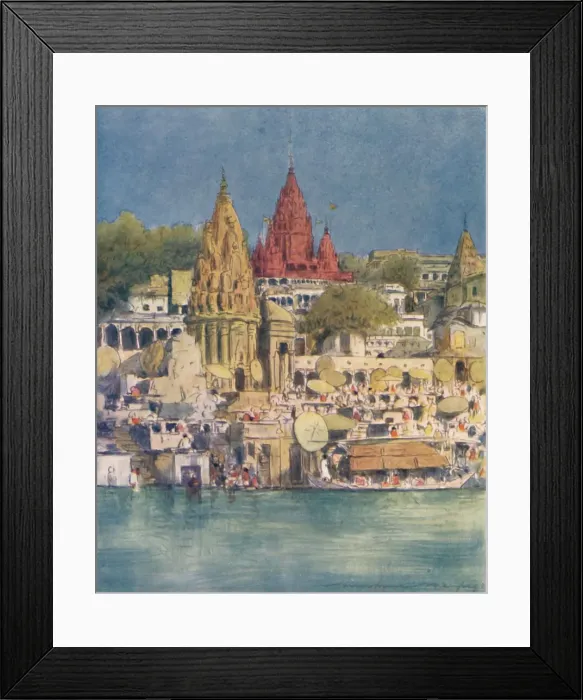 Framed Print : A River Festival at Benares, 1905. Artist: Mortimer Luddington Menpes Framed Print : A River Festival at Benares, 1905. Artist: Mortimer Luddington Menpes