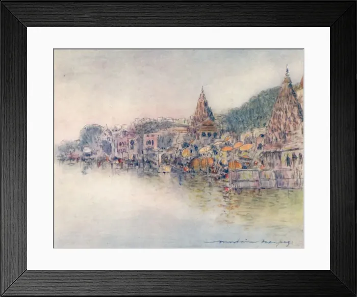 Framed Print : On the Banks of Holy River, Benares, 1905. Artist: Mortimer Luddington Menpes Framed Print : On the Banks of Holy River, Benares, 1905. Artist: Mortimer Luddington Menpes