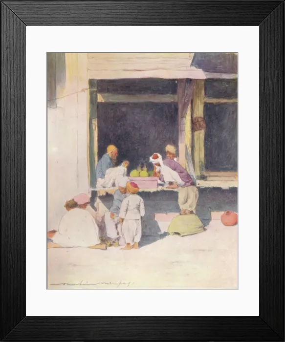 Framed Print : A Bazaar at Peshawur, 1905. Artist: Mortimer Luddington Menpes Framed Print : A Bazaar at Peshawur, 1905. Artist: Mortimer Luddington Menpes