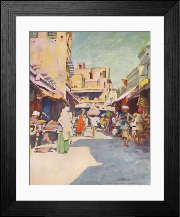Framed Print : A Bazaar at Amritsar, 1905. Artist: Mortimer Luddington Menpes Framed Print : A Bazaar at Amritsar, 1905. Artist: Mortimer Luddington Menpes