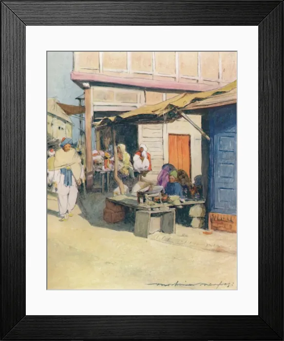 Framed Print : A Street Corner, Peshawur, 1905. Artist: Mortimer Luddington Menpes Framed Print : A Street Corner, Peshawur, 1905. Artist: Mortimer Luddington Menpes