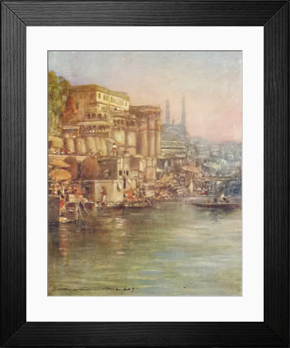 Framed Print : The River Front, Benares, 1905. Artist: Mortimer Luddington Menpes Framed Print : The River Front, Benares, 1905. Artist: Mortimer Luddington Menpes