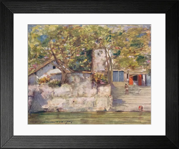 Framed Print : On the River Steps at Agra, 1905. Artist: Mortimer Luddington Menpes Framed Print : On the River Steps at Agra, 1905. Artist: Mortimer Luddington Menpes