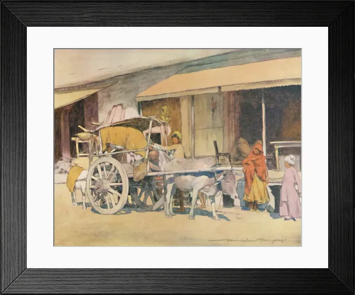 Framed Print : A Bullock-cart, Ajmere, 1905. Artist: Mortimer Luddington Menpes Framed Print : A Bullock-cart, Ajmere, 1905. Artist: Mortimer Luddington Menpes
