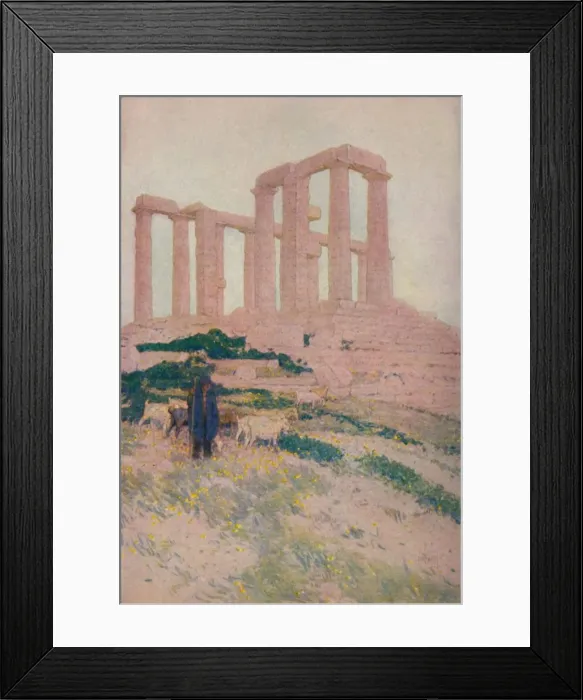 Framed Print : The Temple of Poseidon and Athene at Sunium, 1913. Artist: Jules Guerin Framed Print : The Temple of Poseidon and Athene at Sunium, 1913. Artist: Jules Guerin