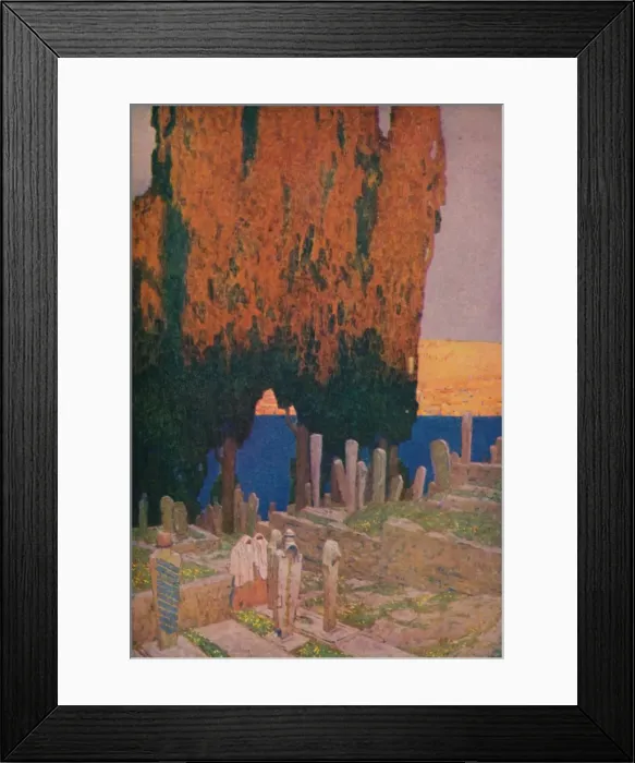 Framed Print : In the Cemetery of Eyub, on the Golden Horn, 1913. Artist: Jules Guerin Framed Print : In the Cemetery of Eyub, on the Golden Horn, 1913. Artist: Jules Guerin