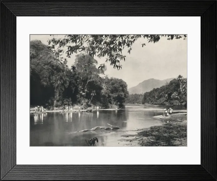 Framed Print : Elefantenbadeplatz an der Mahavaliganga bei Kandy, 1926