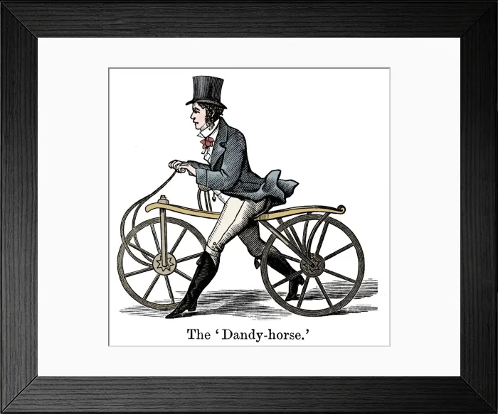 Framed Print : A Dandy-Horse or Draisienne of the type fashionable c1820 Framed Print : A Dandy-Horse or Draisienne of the type fashionable c1820