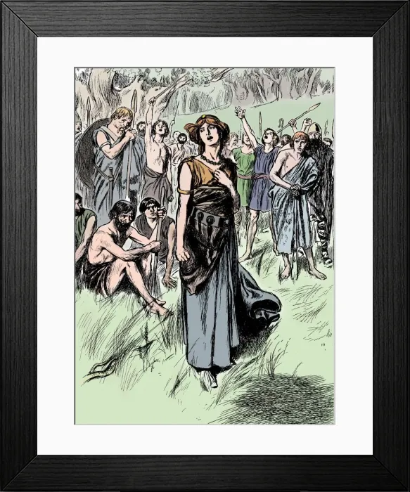 Framed Print : Boudicca (Boadicea) lst century British queen of the Iceni, rallying her troops, c1900