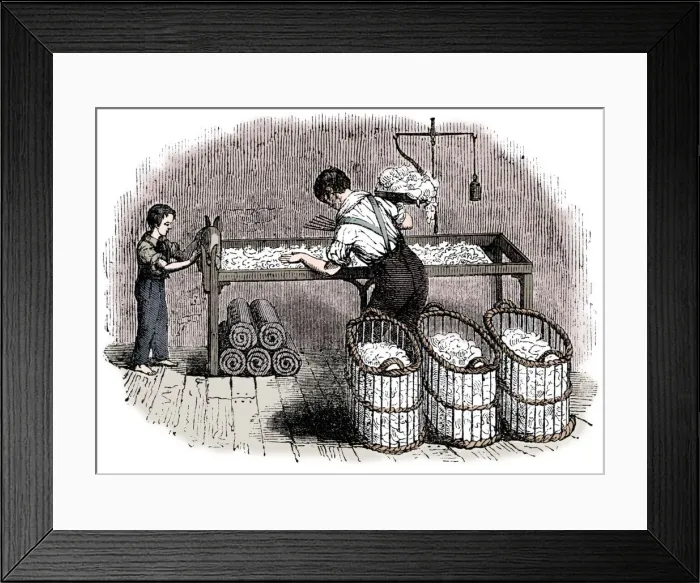 Framed Print : Cotton manufacture, c1845 Framed Print : Cotton manufacture, c1845