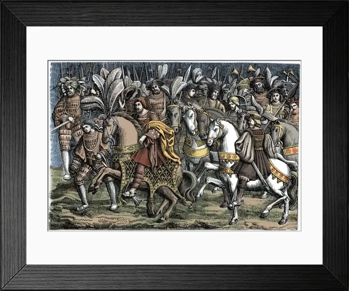 Framed Print : Interview between Francis I and Henry VIII, on the Field of the Cloth of Gold, 1520, (1870) Framed Print : Interview between Francis I and Henry VIII, on the Field of the Cloth of Gold, 1520, (1870)