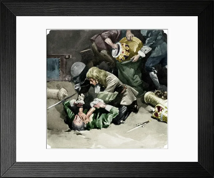 Framed Print : Thomas Blood attempting to steal the Crown Jewels from the Tower of London in 1671, (1937) Framed Print : Thomas Blood attempting to steal the Crown Jewels from the Tower of London in 1671, (1937)