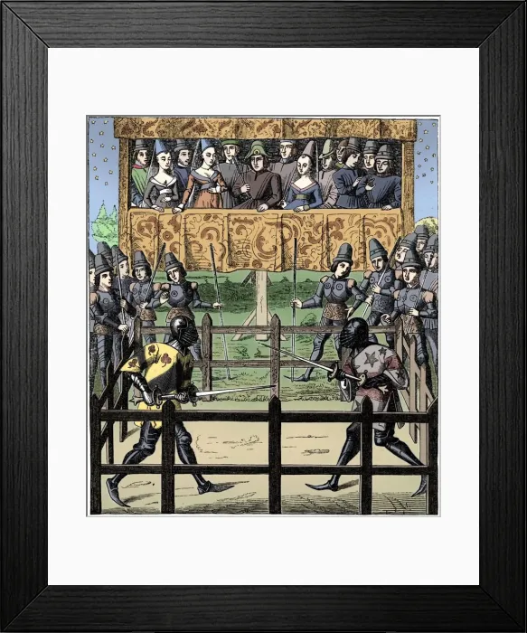 Framed Print : Single combat, 15th century (1849) Framed Print : Single combat, 15th century (1849)