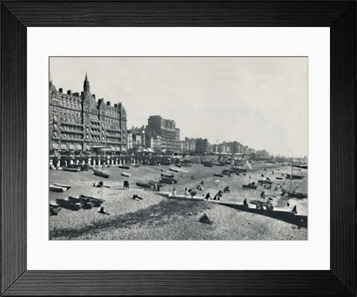 Framed Print : Brighton - The Hotel Metropole and Beach, 1895 Framed Print : Brighton - The Hotel Metropole and Beach, 1895