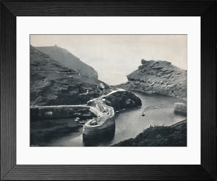 Framed Print : Boscastle - View of the Harbour, 1895 Framed Print : Boscastle - View of the Harbour, 1895