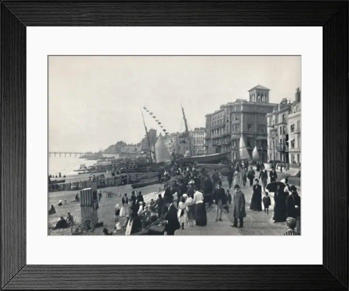 Framed Print : Hastings - The Front, Showing Pier, 1895 Framed Print : Hastings - The Front, Showing Pier, 1895
