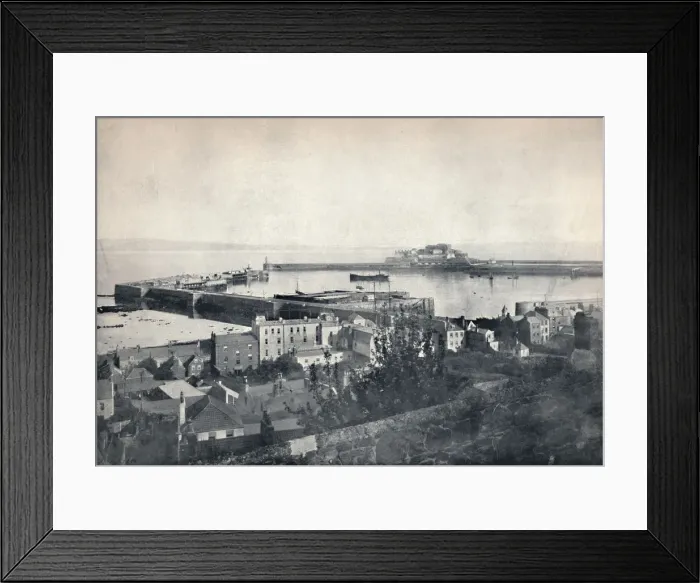 Framed Print : Guernsey - St. Peter-Port and Castle Cornet, 1895 Framed Print : Guernsey - St. Peter-Port and Castle Cornet, 1895