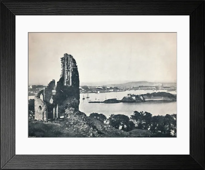 Framed Print : Plymouth - Drakes Island, from Mount Edgcumbe, 1895 Framed Print : Plymouth - Drakes Island, from Mount Edgcumbe, 1895