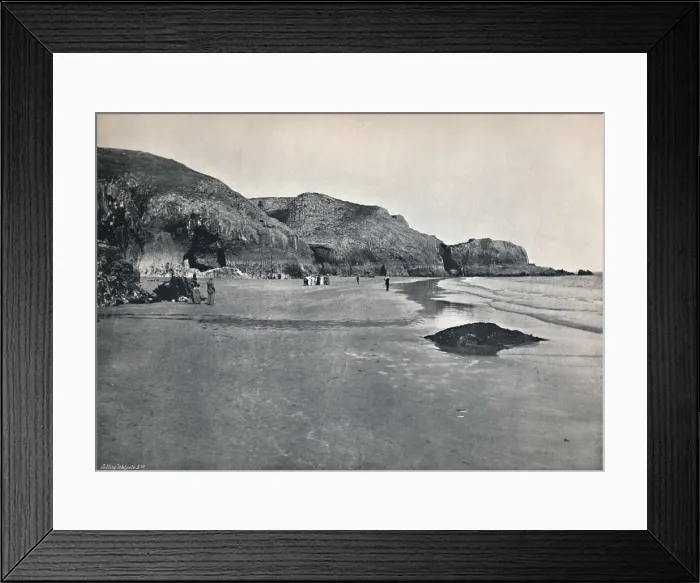 Framed Print : Lydstep - The Cliffs and the Beach, 1895 Framed Print : Lydstep - The Cliffs and the Beach, 1895