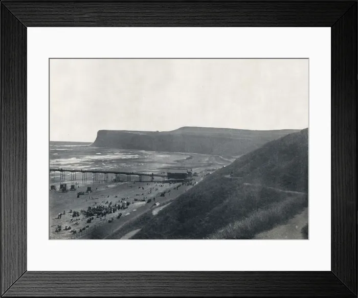 Framed Print : Saltburn - View of the Cliffs, Beach, and Pier, 1895 Framed Print : Saltburn - View of the Cliffs, Beach, and Pier, 1895