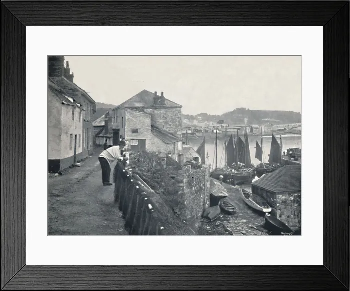 Framed Print : Newlyn - View of the Village and the Harbour, 1895 Framed Print : Newlyn - View of the Village and the Harbour, 1895