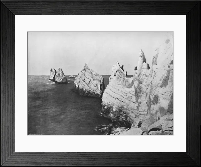Framed Print : The Needles - General View, Showing the Lighthouse, 1895 Framed Print : The Needles - General View, Showing the Lighthouse, 1895