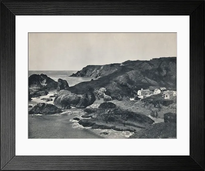 Framed Print : Kynance Cove - The Cove and Village, 1895 Framed Print : Kynance Cove - The Cove and Village, 1895