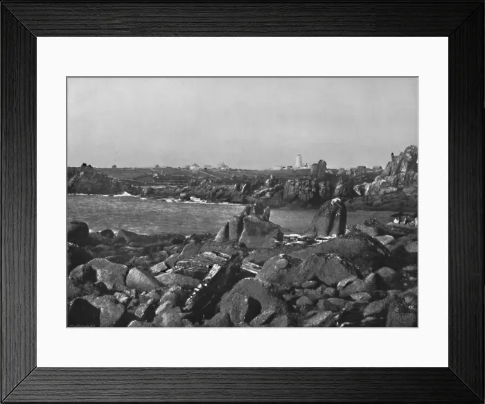 Framed Print : Scilly Islands - the Cove and Lighthouse, St. Agnes, 1895