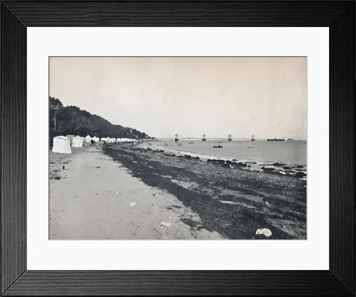 Framed Print : Sea View - The Bathing Beach and Suspension Pier, 1895 Framed Print : Sea View - The Bathing Beach and Suspension Pier, 1895