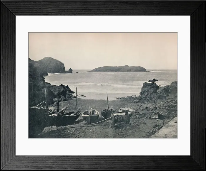 Framed Print : Mullion Cove - Showing Mullion Island, 1895 Framed Print : Mullion Cove - Showing Mullion Island, 1895