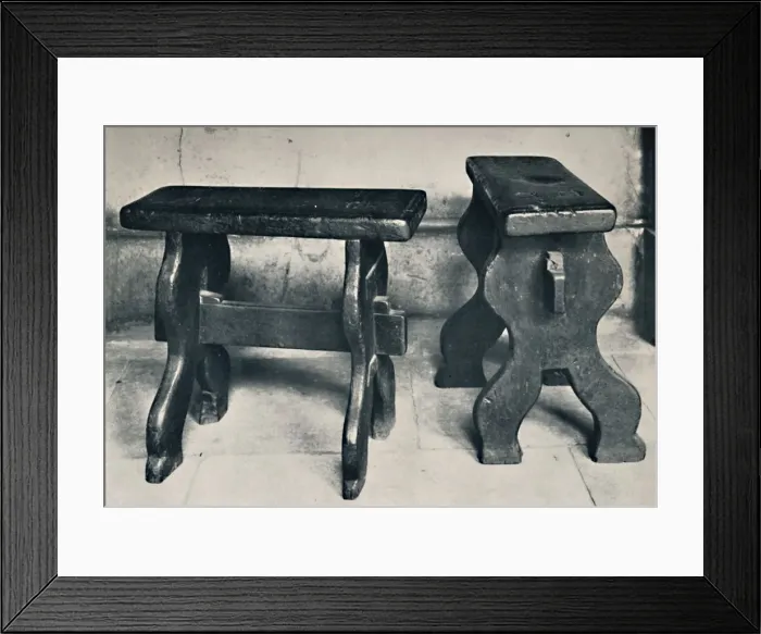 Framed Print : Charterhouse. Two Ancient Stools, Now Preserved in the Library, 1925 Framed Print : Charterhouse. Two Ancient Stools, Now Preserved in the Library, 1925