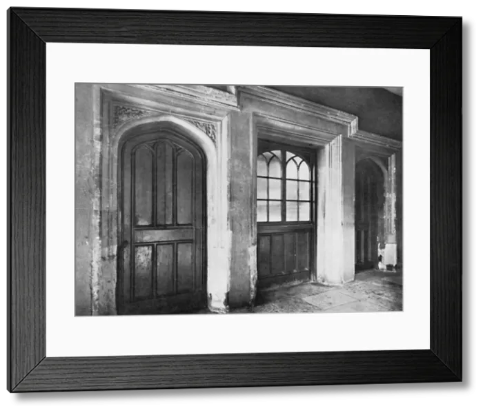 Framed Print : Charterhouse. Doorways Leading from the Screen-Passage of the Hall to the Kitchen and Offices, 192 Framed Print : Charterhouse. Doorways Leading from the Screen-Passage of the Hall to the Kitchen and Offices, 192