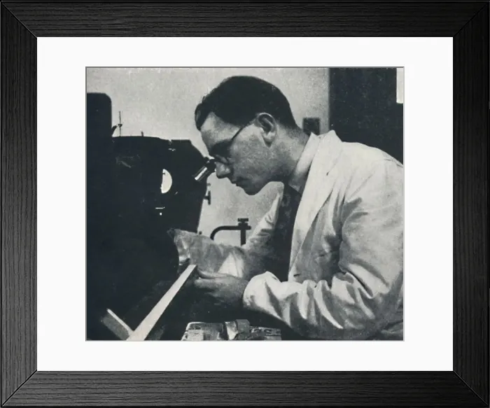 Framed Print : Research worker with microscope (testing the structure of an aluminium alloy), 1941. Artist: Cecil Beaton Framed Print : Research worker with microscope (testing the structure of an aluminium alloy), 1941. Artist: Cecil Beaton